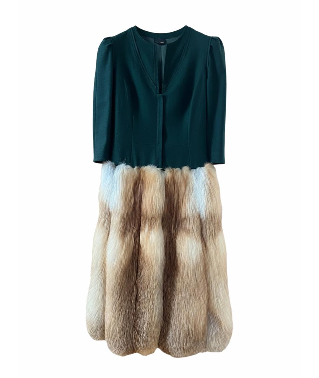 FENDI Зеленая меховая шуба, фото 1