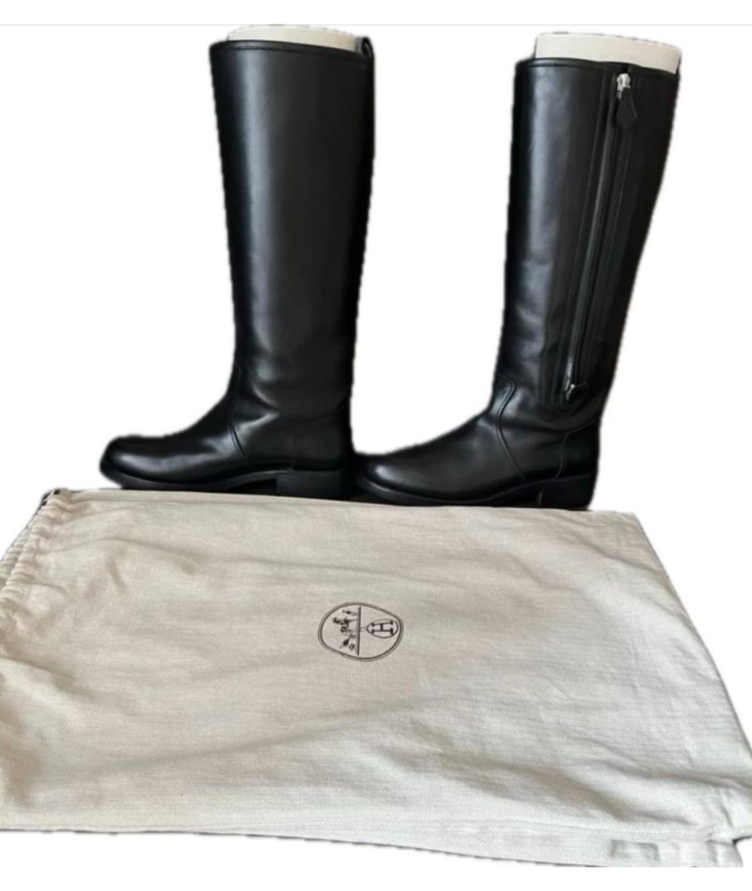 HERMES Черные кожаные сапоги, фото 3