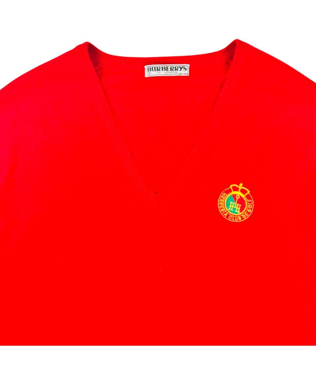 BURBERRY Красный шерстяной джемпер / свитер, фото 3