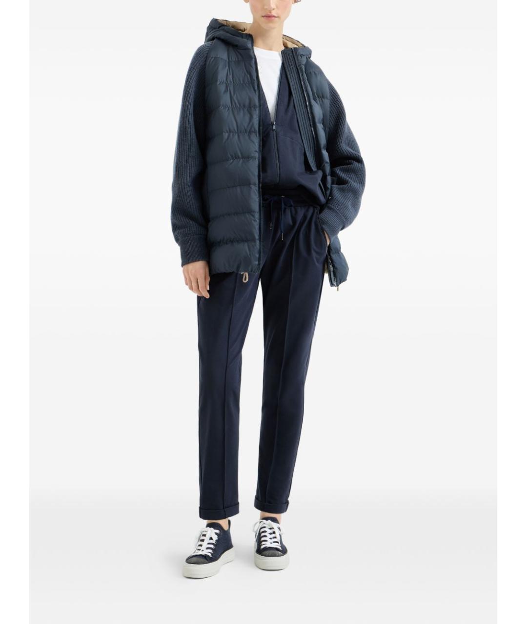 BRUNELLO CUCINELLI Синий полиэстеровый пуховик, фото 2