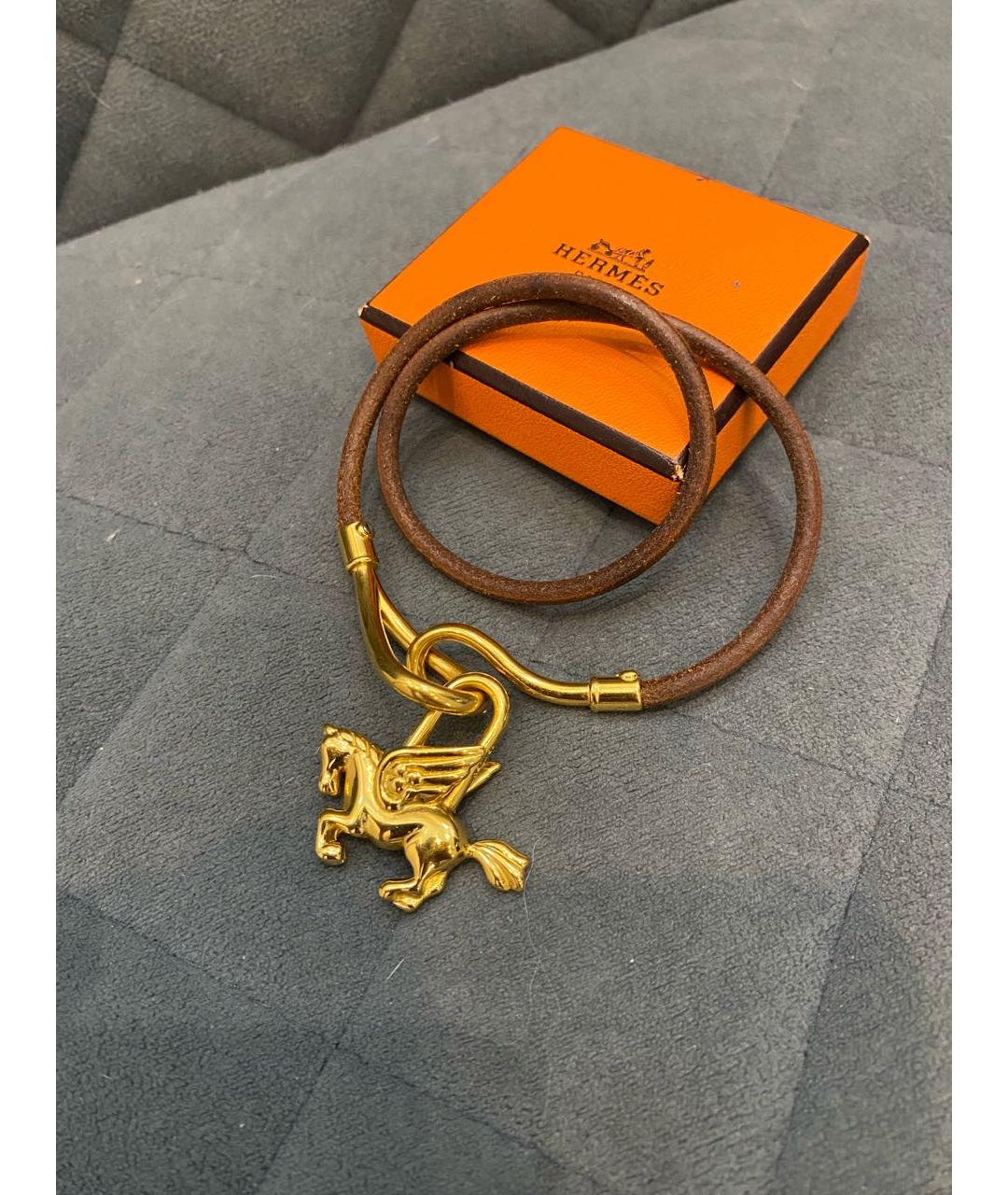 HERMES Коричневая кожаная подвеска, фото 5