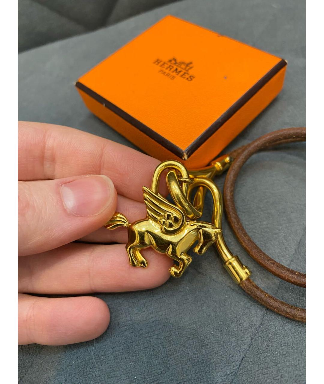 HERMES Коричневая кожаная подвеска, фото 2