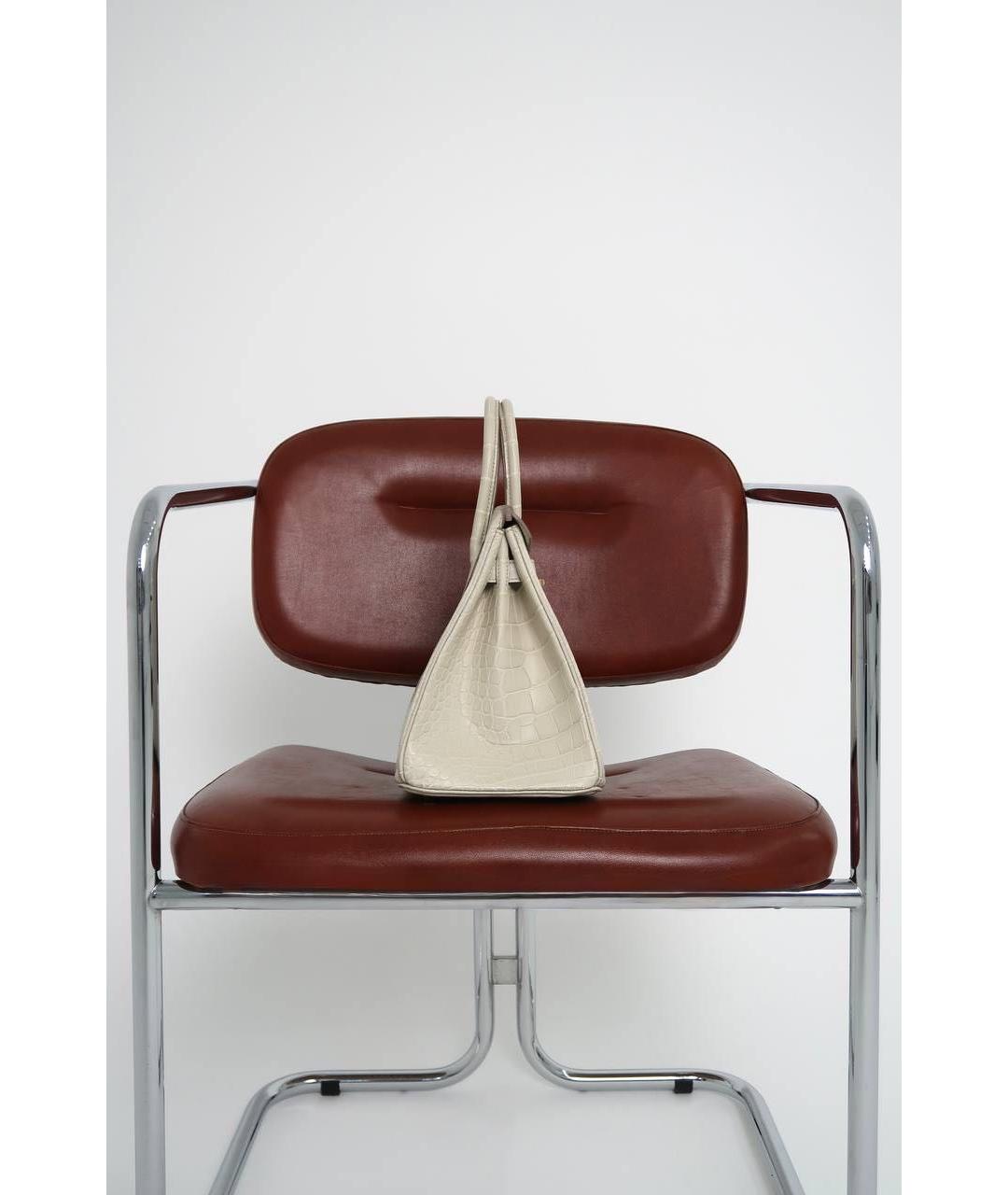 HERMES Белая сумка с короткими ручками из экзотической кожи, фото 2