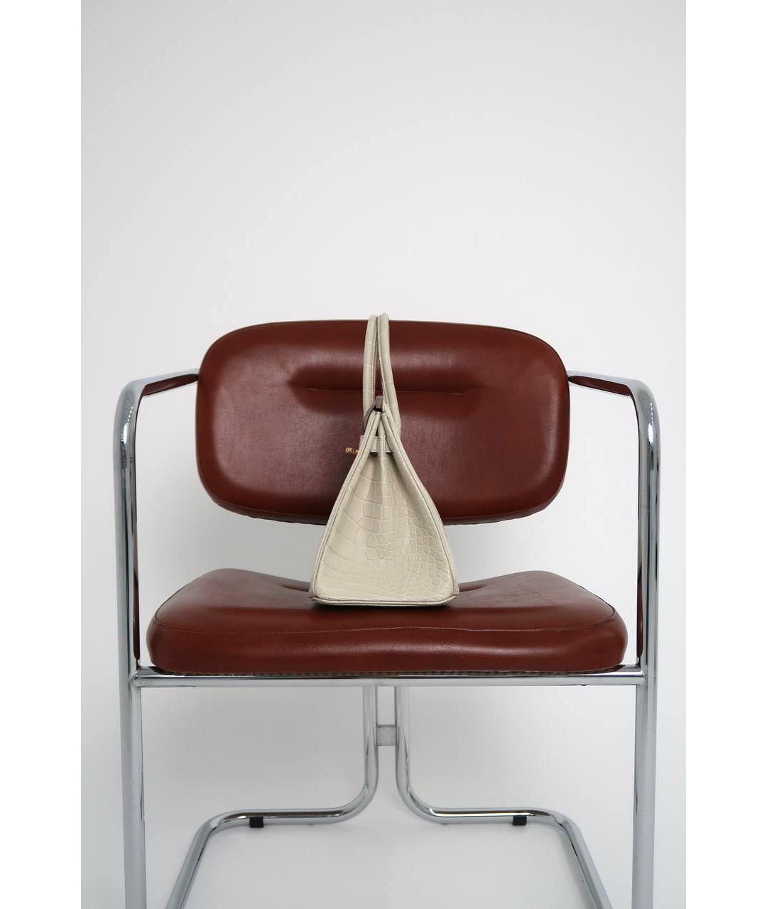 HERMES Белая сумка с короткими ручками из экзотической кожи, фото 4