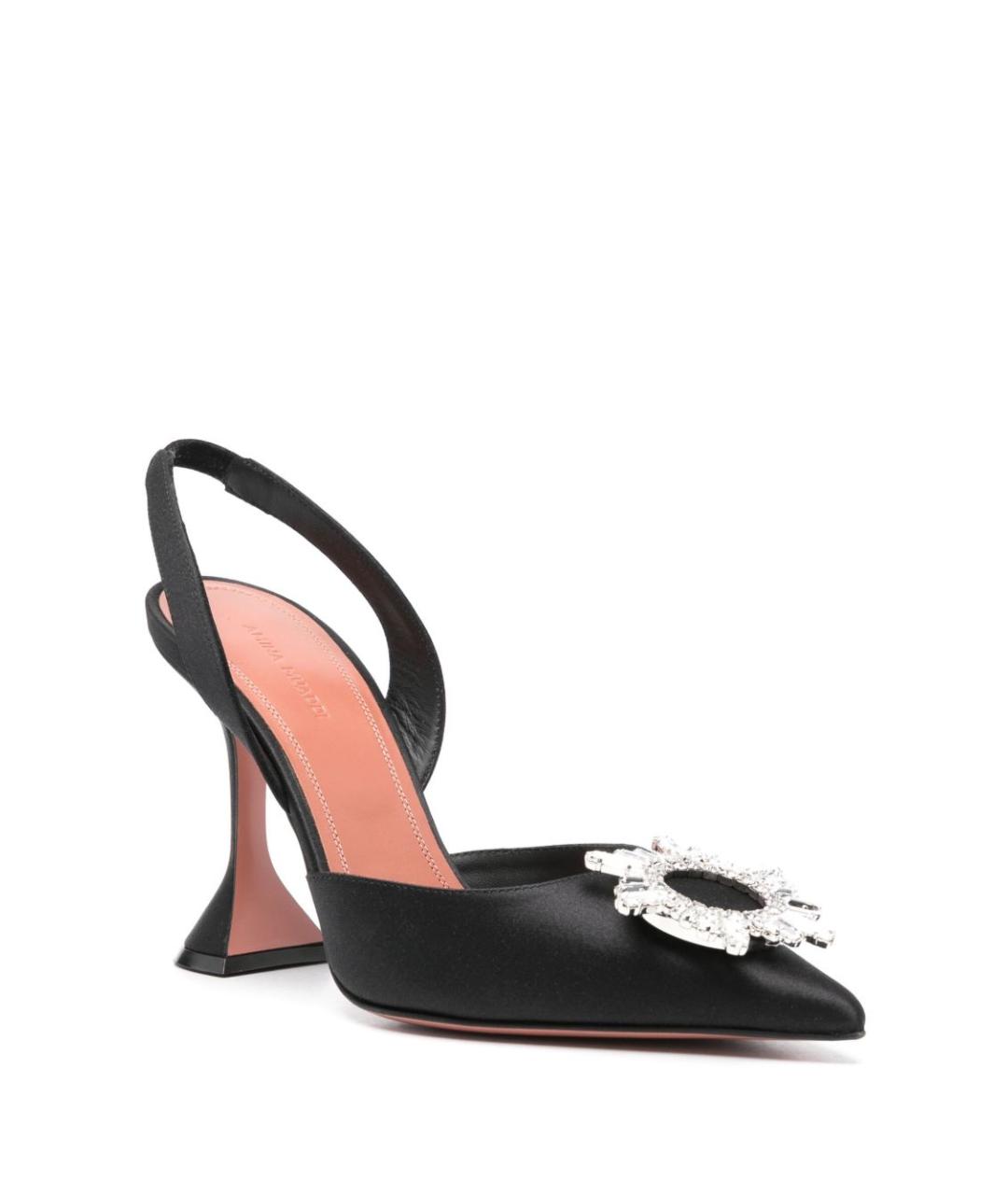Amina Muaddi Черные текстильные туфли, фото 3