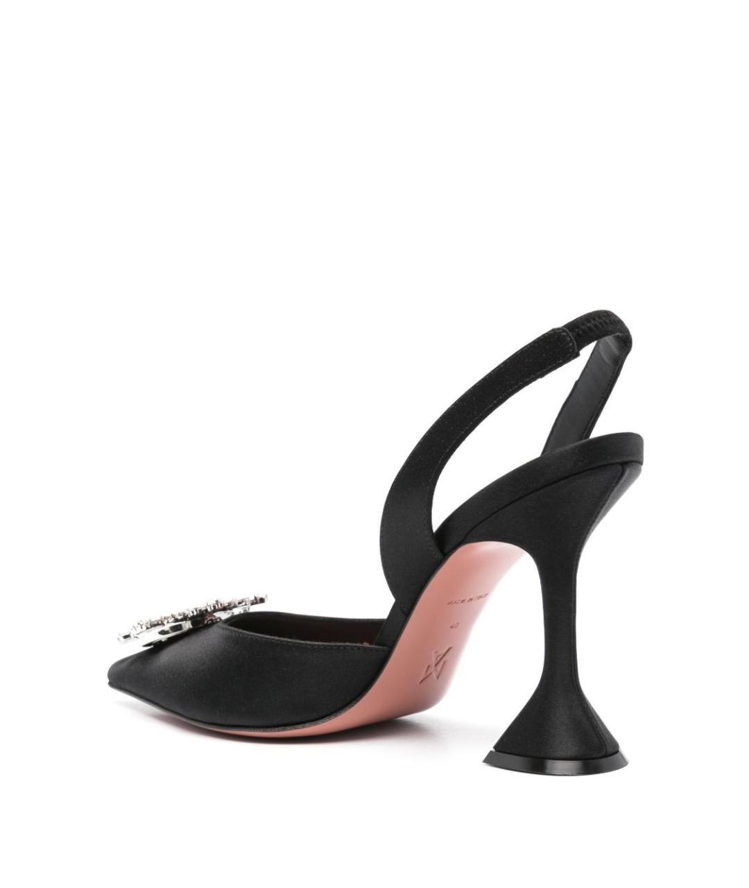 Amina Muaddi Черные текстильные туфли, фото 4