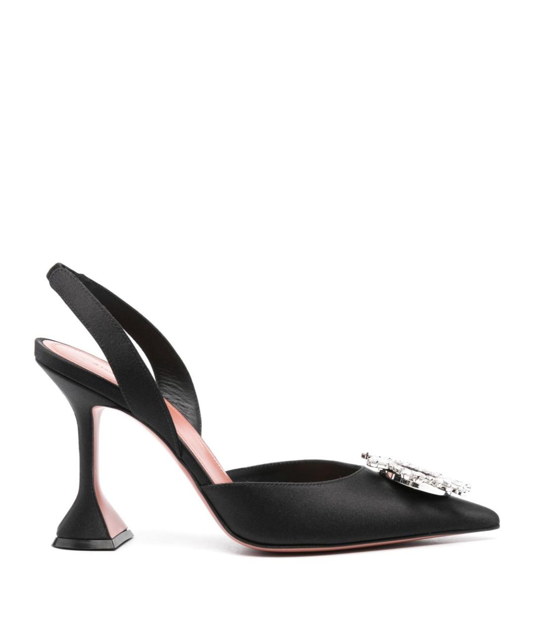 Amina Muaddi Черные текстильные туфли, фото 1