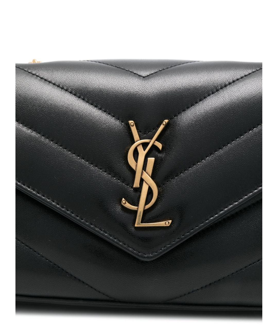 SAINT LAURENT Черная кожаная сумка через плечо, фото 3