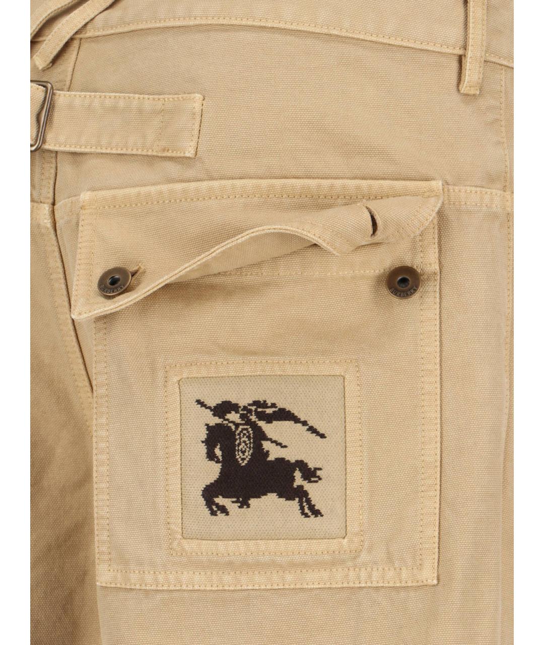 BURBERRY Коричневые хлопковые повседневные брюки, фото 4