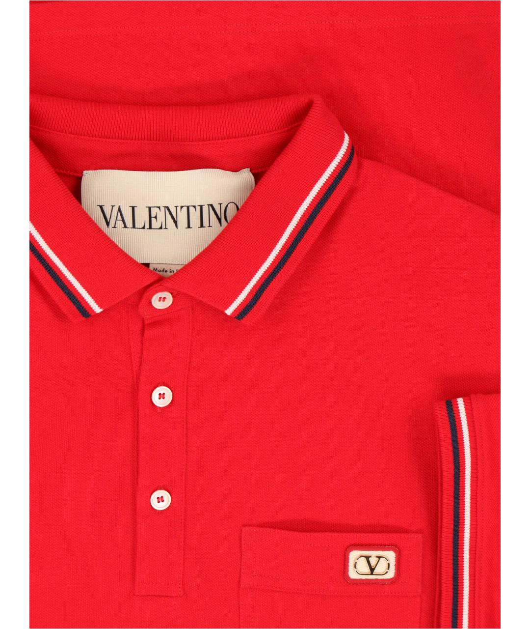 VALENTINO Красное хлопковое поло с коротким рукавом, фото 3