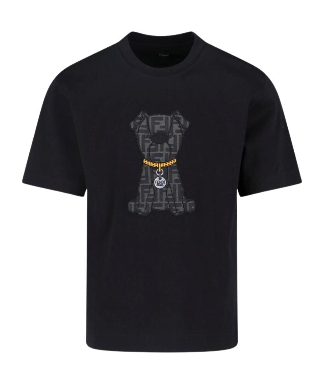 FENDI Черная хлопковая футболка, фото 1