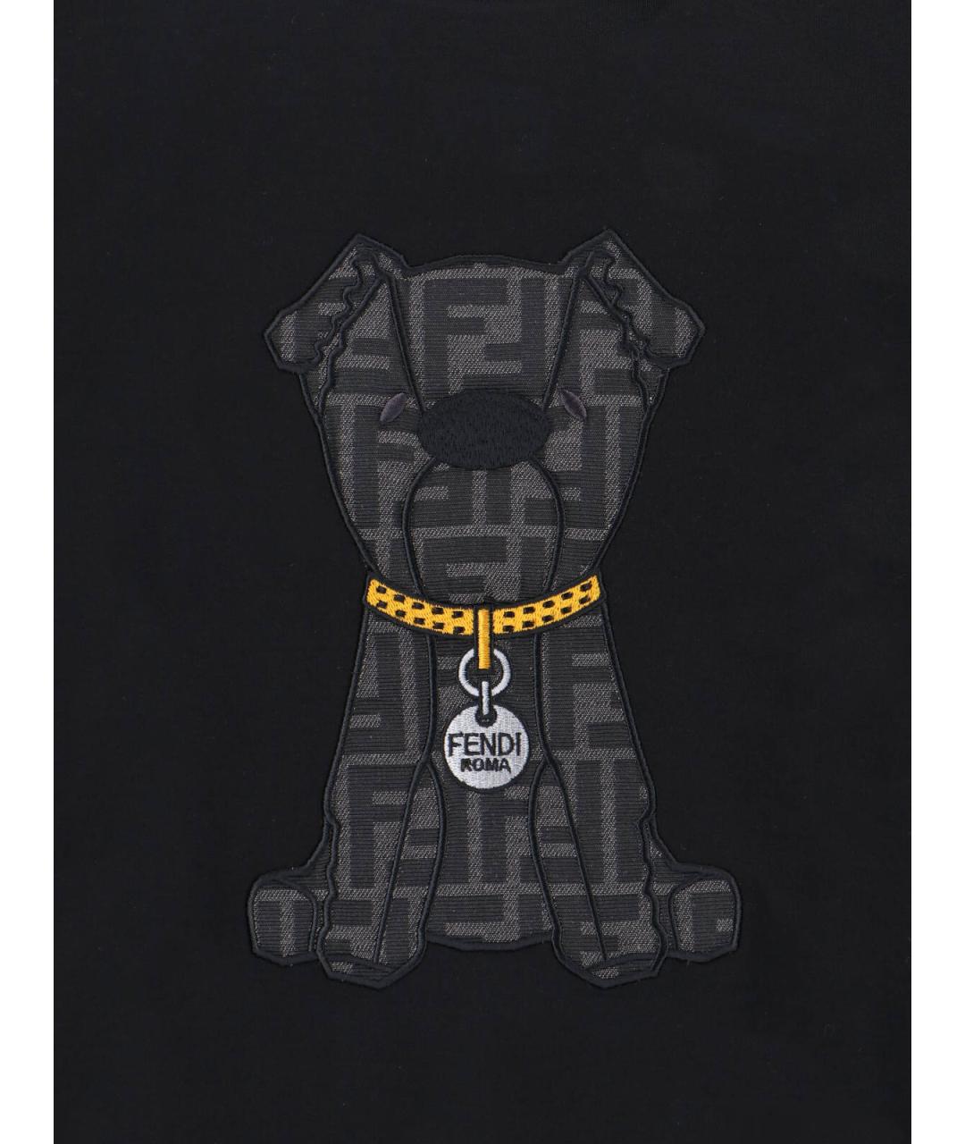 FENDI Черная хлопковая футболка, фото 3