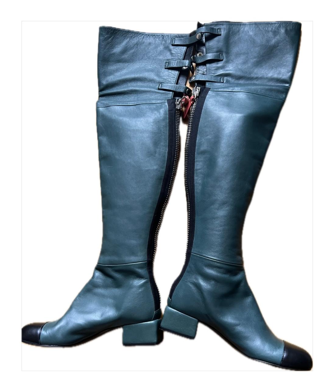 MARNI Зеленые кожаные ботфорты, фото 5