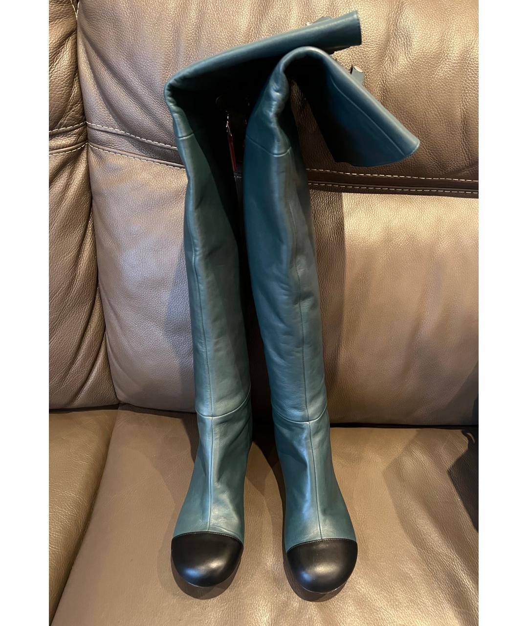 MARNI Зеленые кожаные ботфорты, фото 3