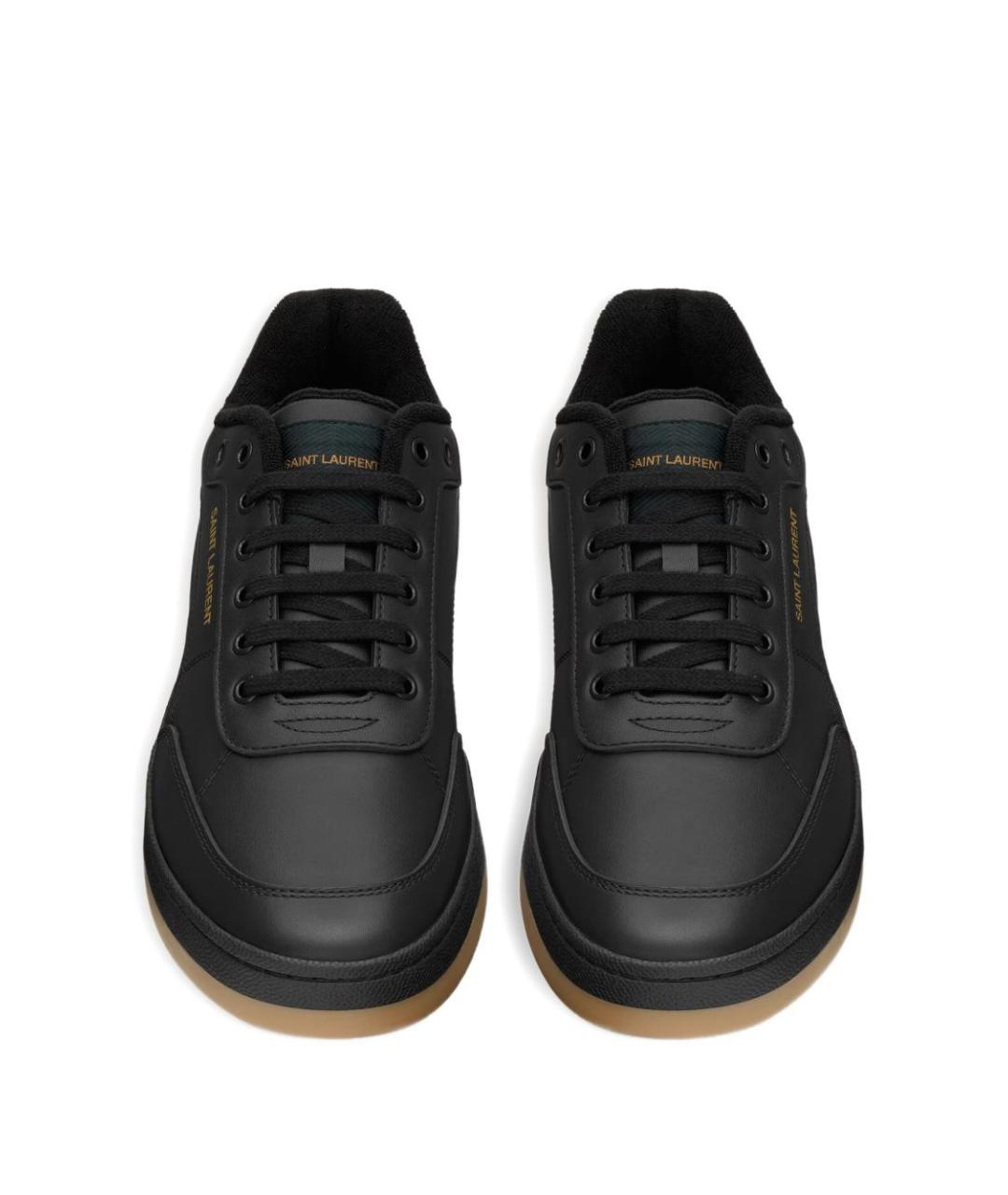 SAINT LAURENT Черные кожаные низкие кроссовки / кеды, фото 2