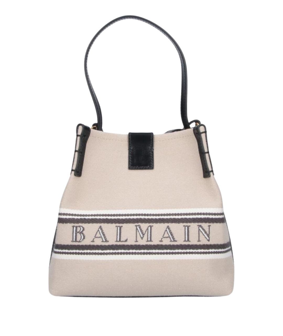 BALMAIN Бежевая тканевая сумка через плечо, фото 1