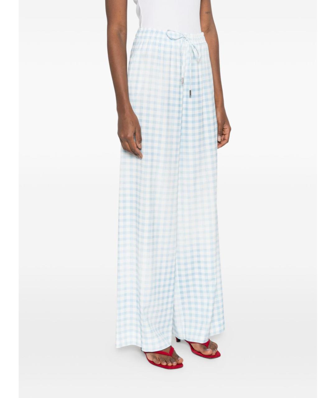 ERMANNO SCERVINO Голубые вискозные прямые брюки, фото 5