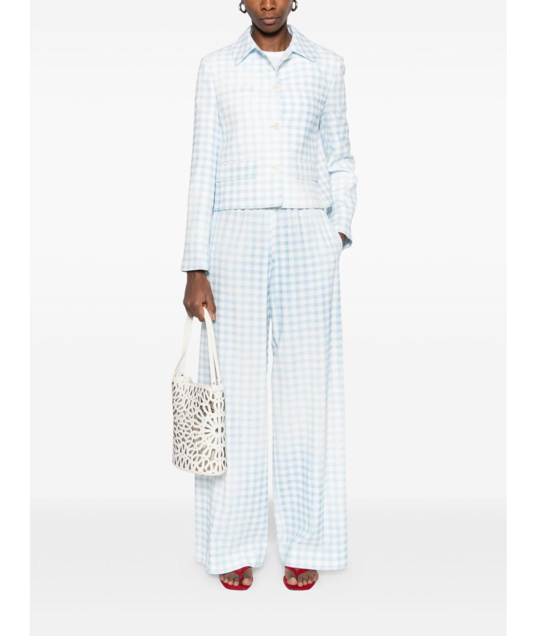 ERMANNO SCERVINO Голубые вискозные прямые брюки, фото 3