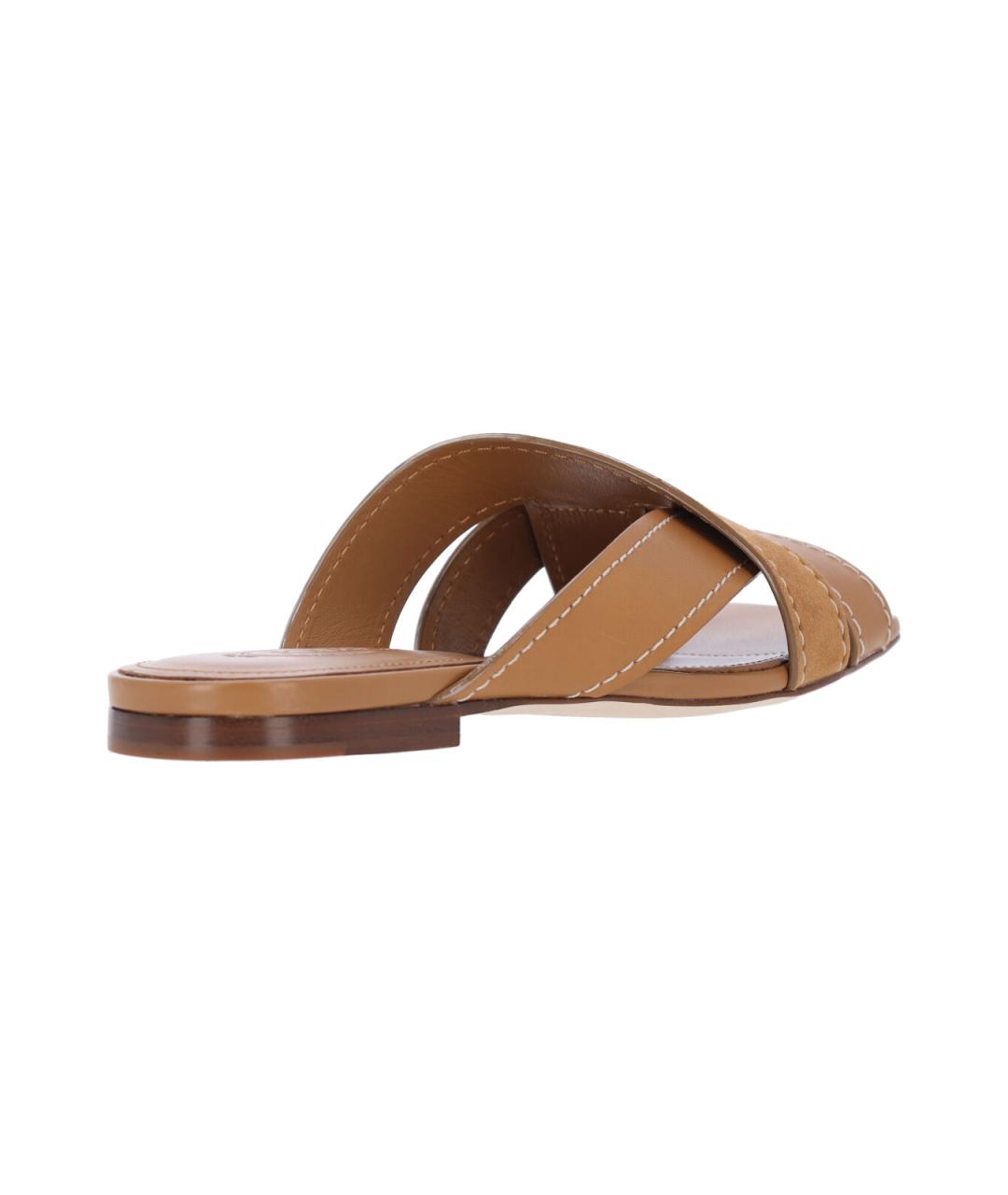 TOD'S Коричневые кожаные шлепанцы, фото 4