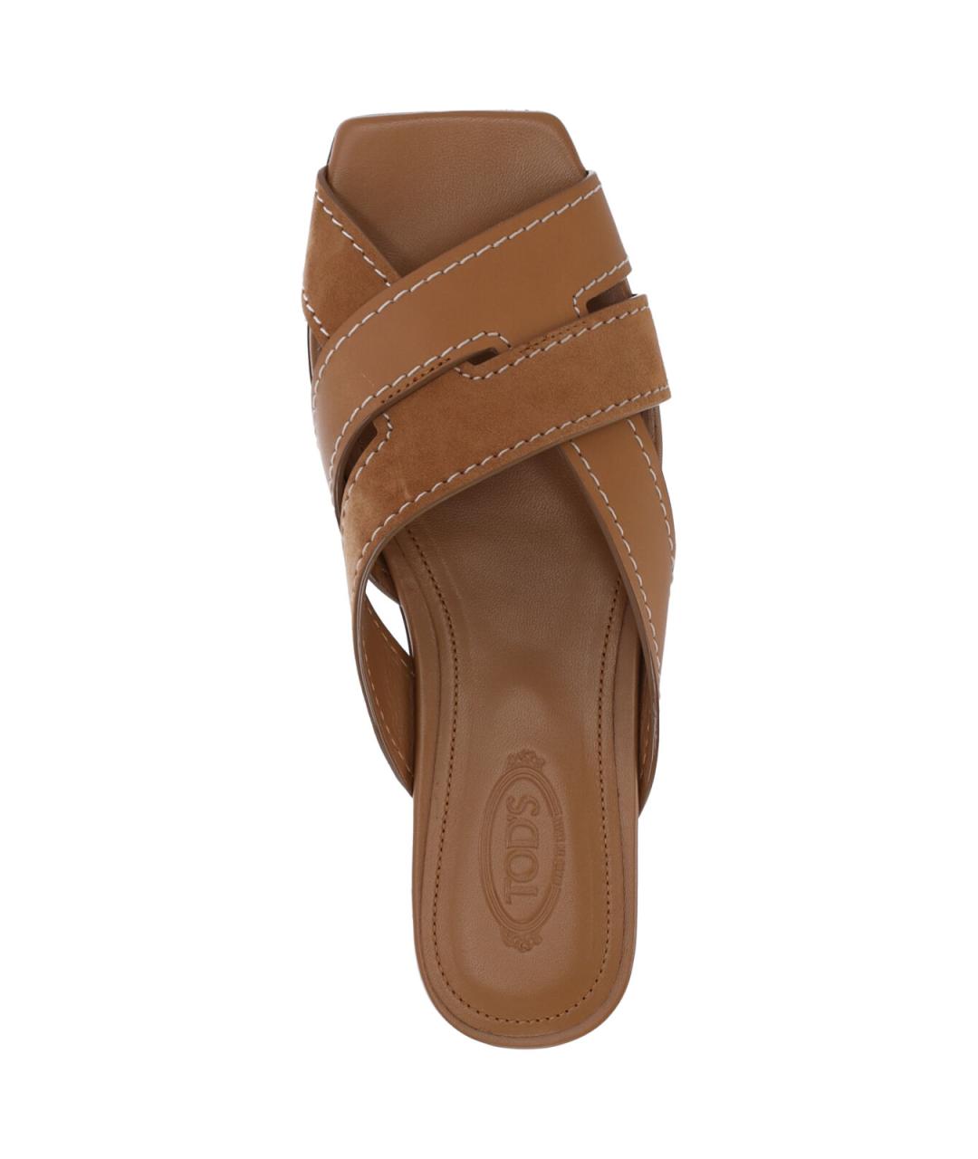 TOD'S Коричневые кожаные шлепанцы, фото 5