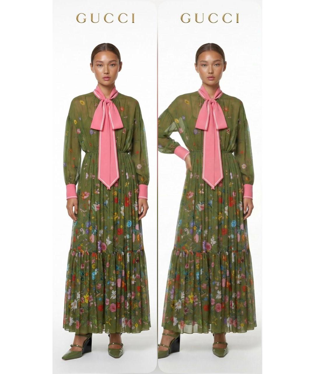 GUCCI Мульти шелковое повседневное платье, фото 3