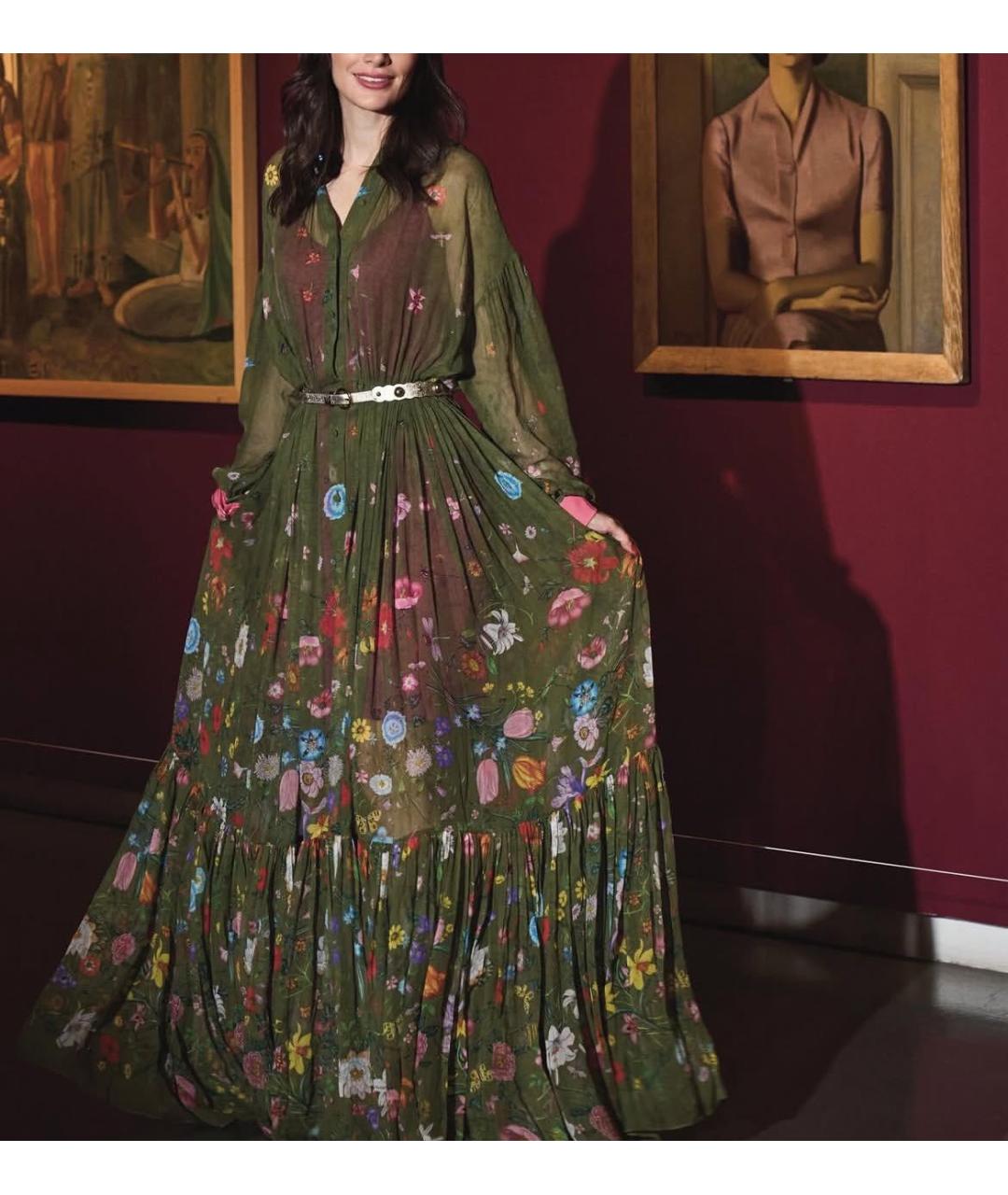 GUCCI Мульти шелковое повседневное платье, фото 5