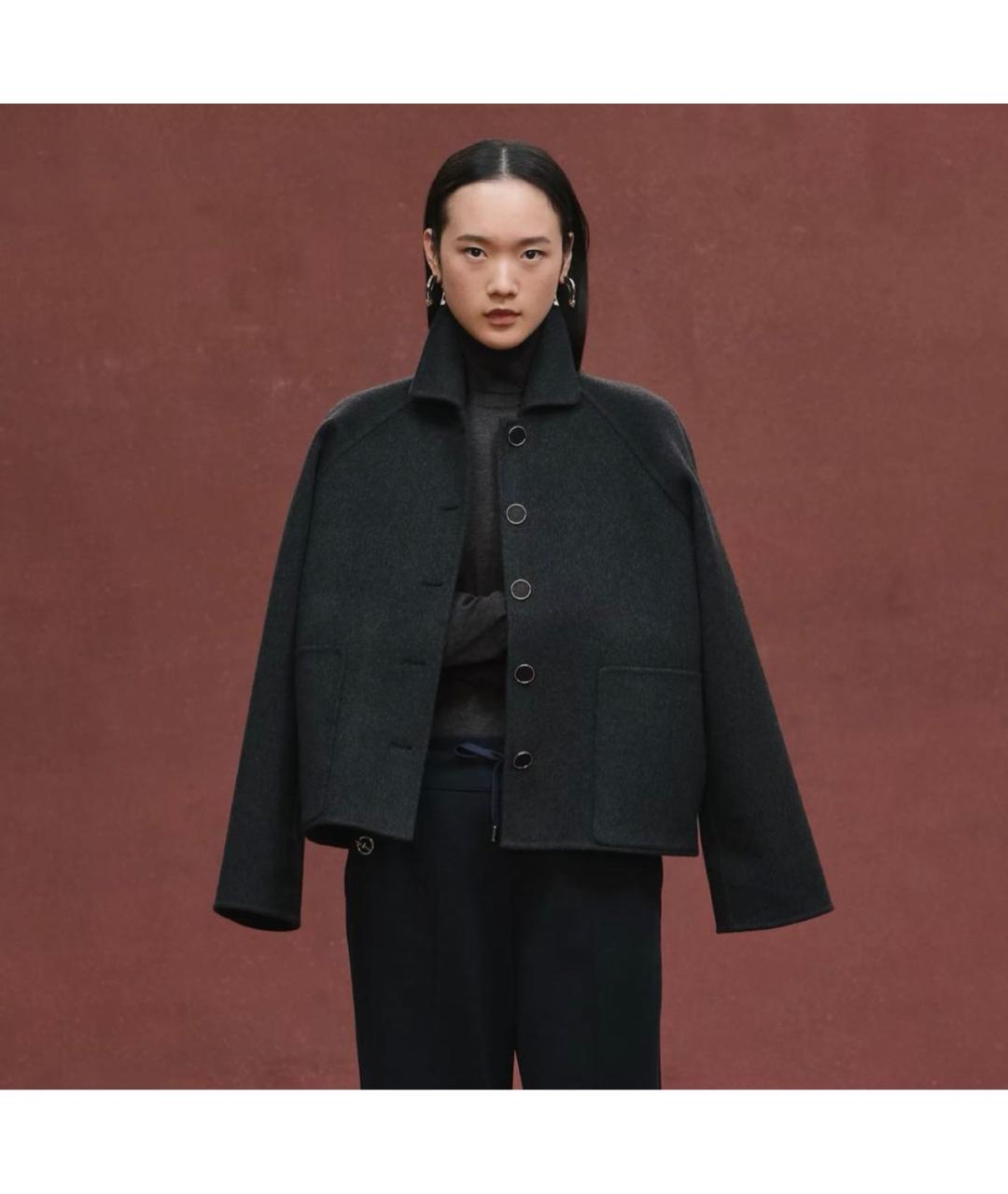 HERMES Черное кашемировое пальто, фото 2