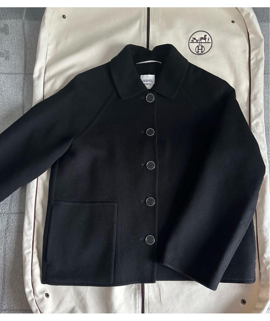 HERMES Черное кашемировое пальто, фото 3