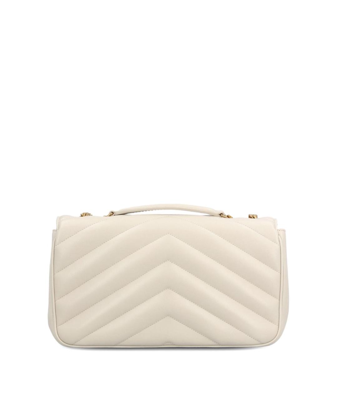 SAINT LAURENT Бежевая кожаная сумка через плечо, фото 2