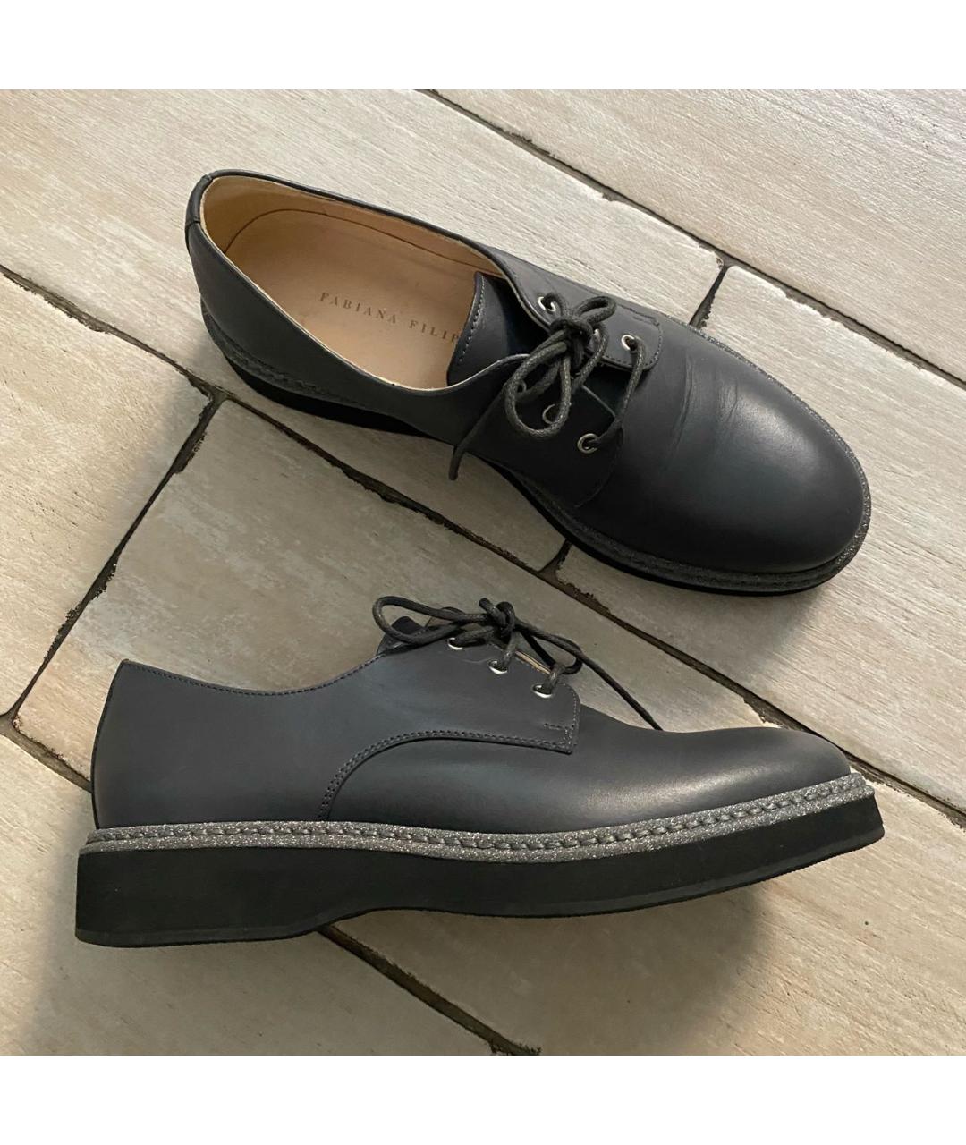 FABIANA FILIPPI Антрацитовые кожаные брогги и оксфорды, фото 8