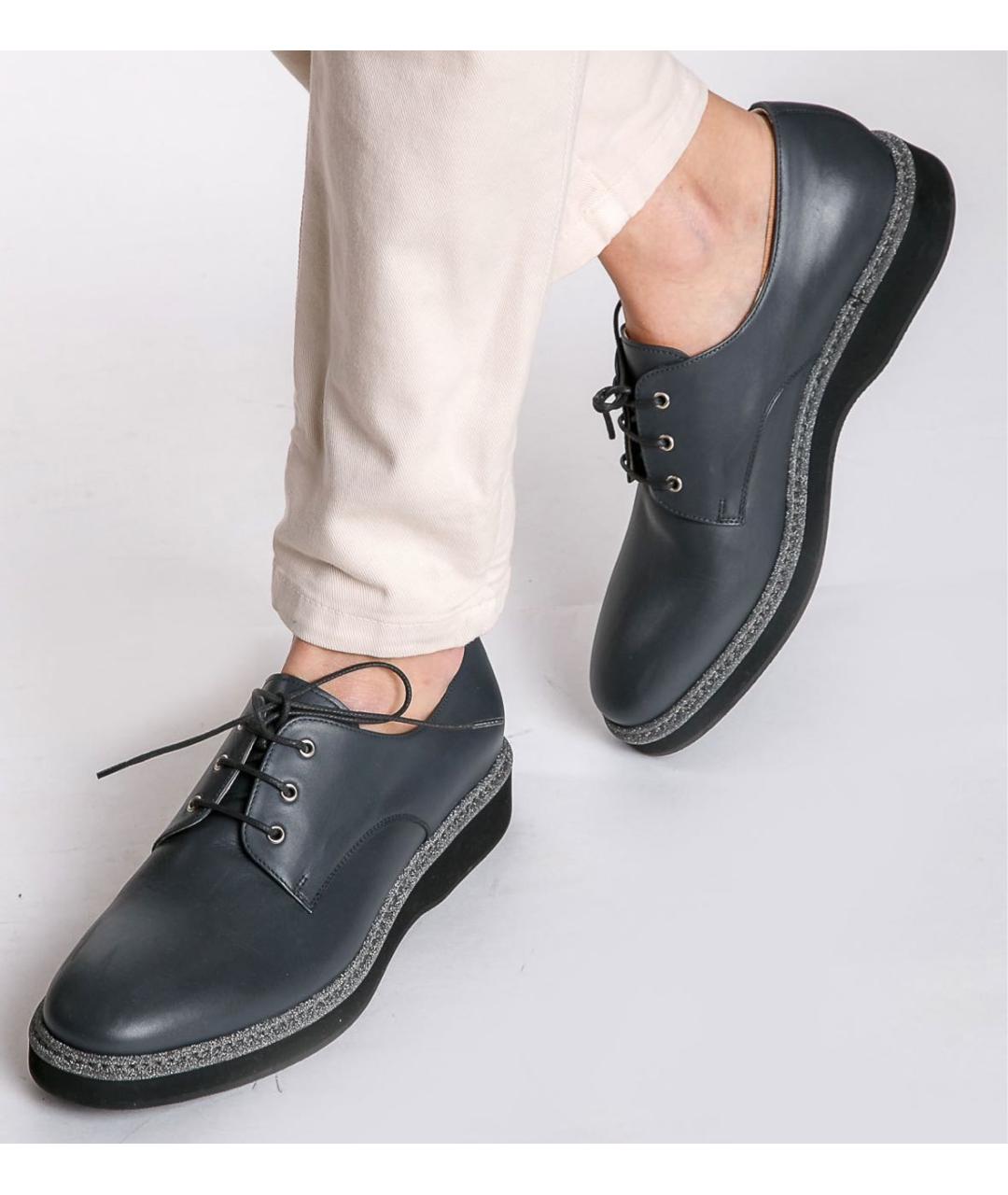 FABIANA FILIPPI Антрацитовые кожаные брогги и оксфорды, фото 3