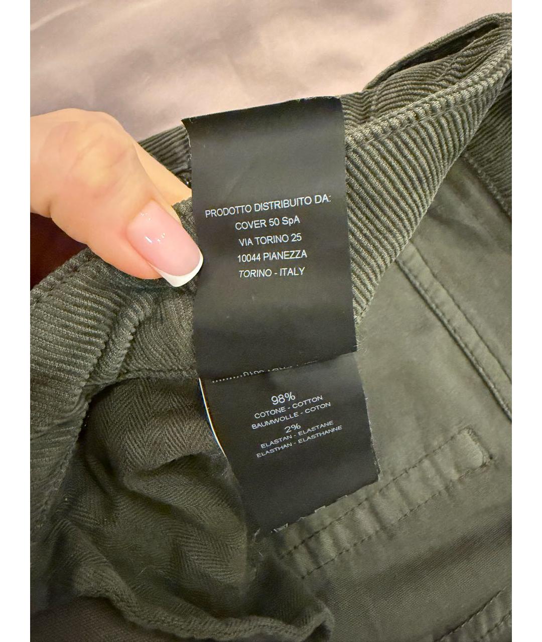 PT TORINO Зеленые хлопко-эластановые повседневные брюки, фото 6