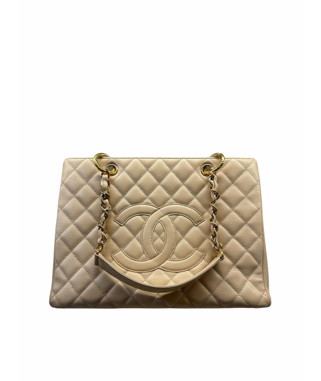 CHANEL Бежевая кожаная сумка тоут, фото 1