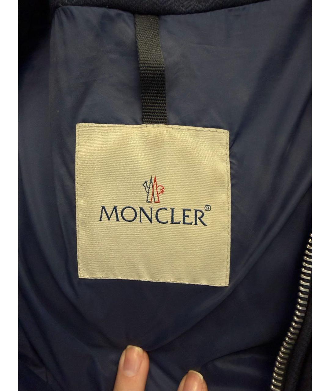 MONCLER Темно-синий полиамидовый пуховик, фото 5