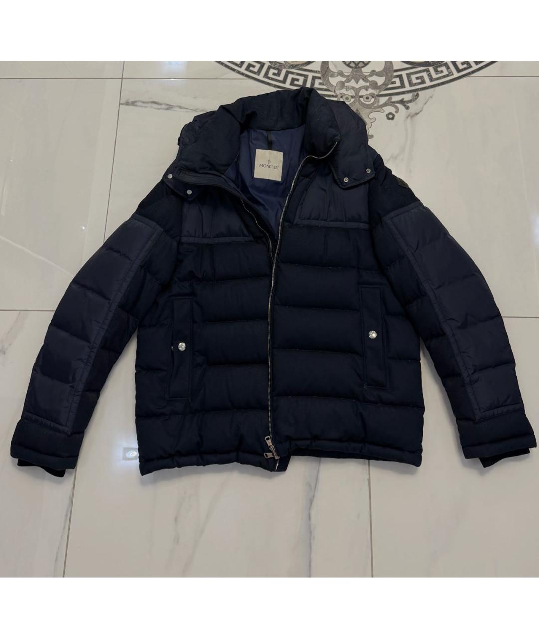 MONCLER Темно-синий полиамидовый пуховик, фото 6