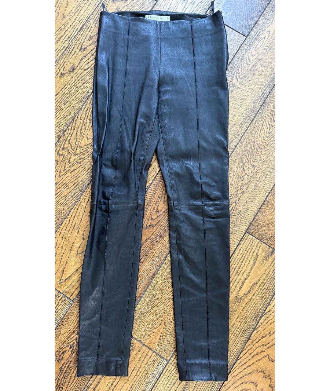 CHRISTIAN DIOR Черные кожаные брюки узкие, фото 4