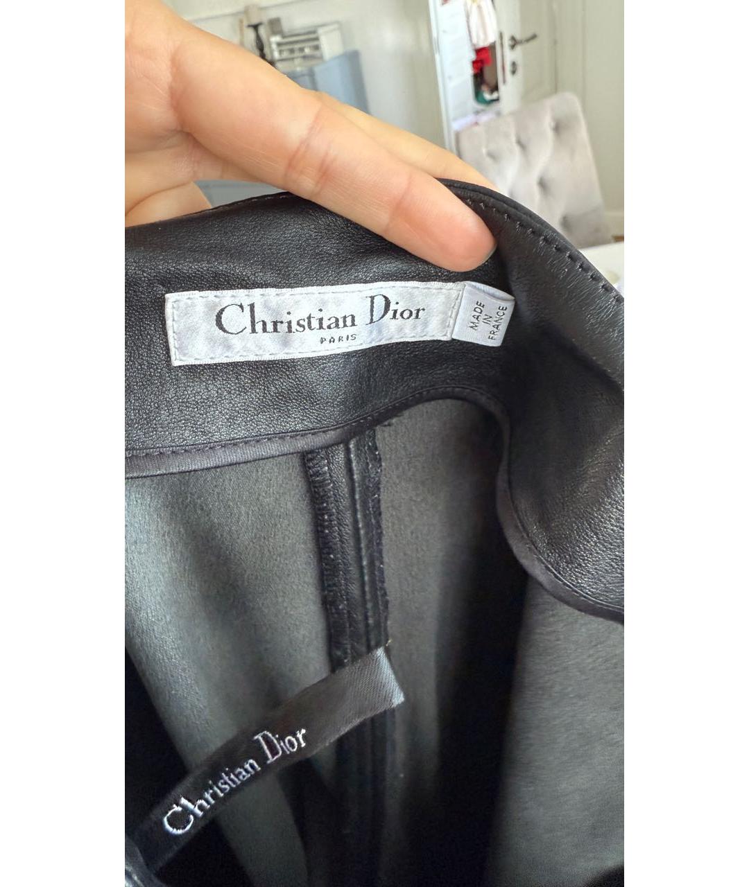 CHRISTIAN DIOR Черные кожаные брюки узкие, фото 3