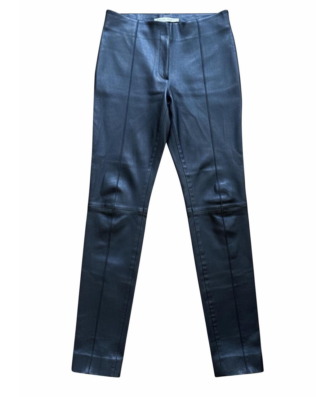 CHRISTIAN DIOR Черные кожаные брюки узкие, фото 1