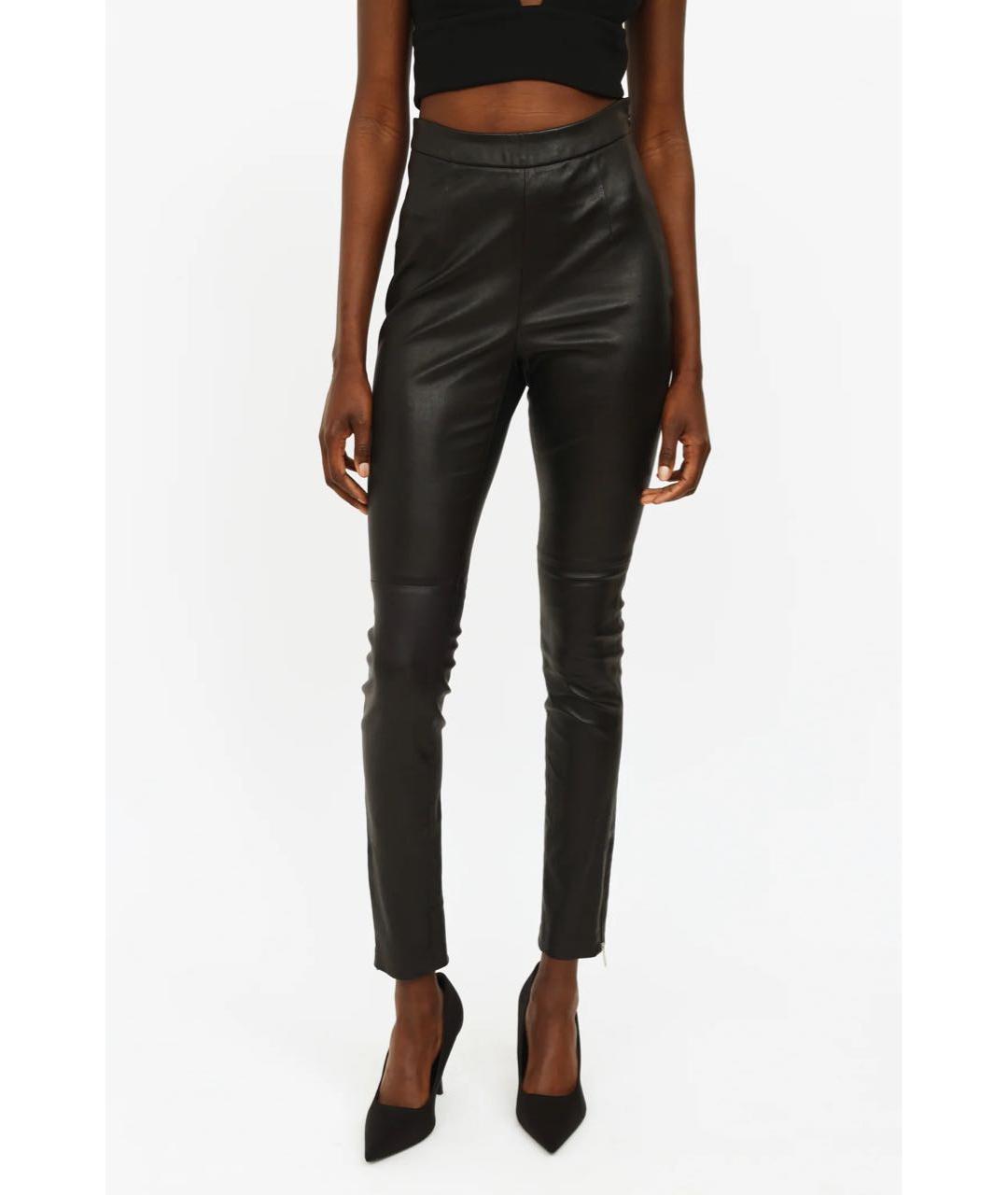 CHRISTIAN DIOR Черные кожаные брюки узкие, фото 2