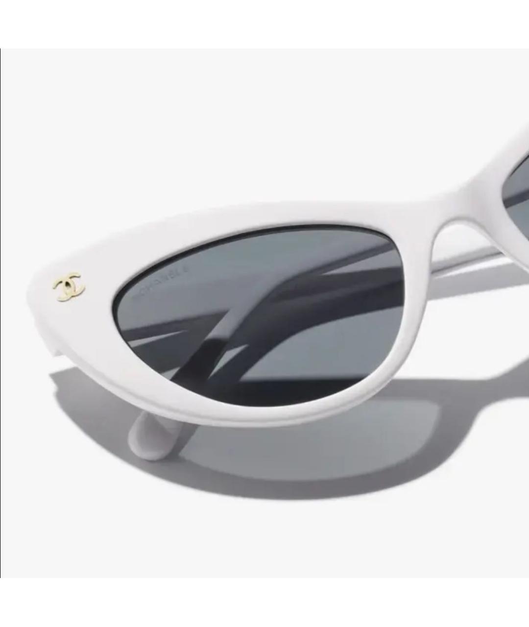 CHANEL Белые пластиковые солнцезащитные очки, фото 3