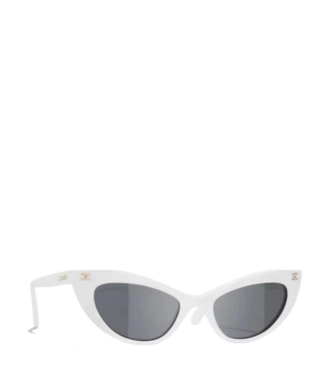 CHANEL Белые пластиковые солнцезащитные очки, фото 1