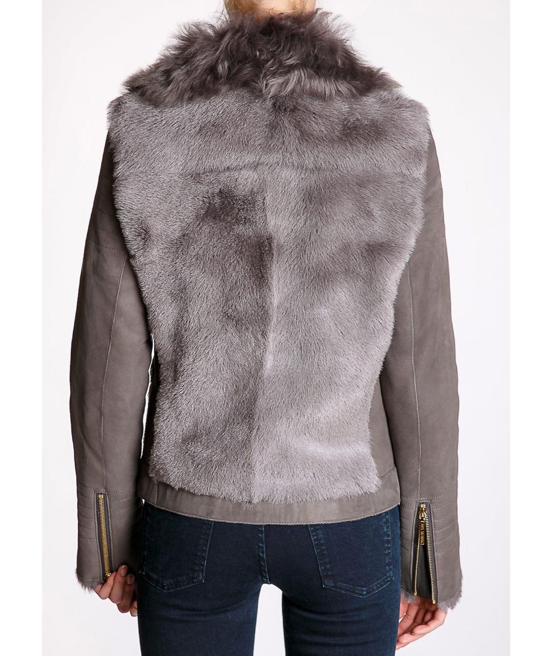 YVES SALOMON Антрацитовая меховая дубленка, фото 4