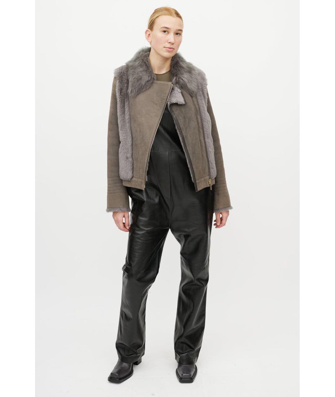 YVES SALOMON Антрацитовая меховая дубленка, фото 8