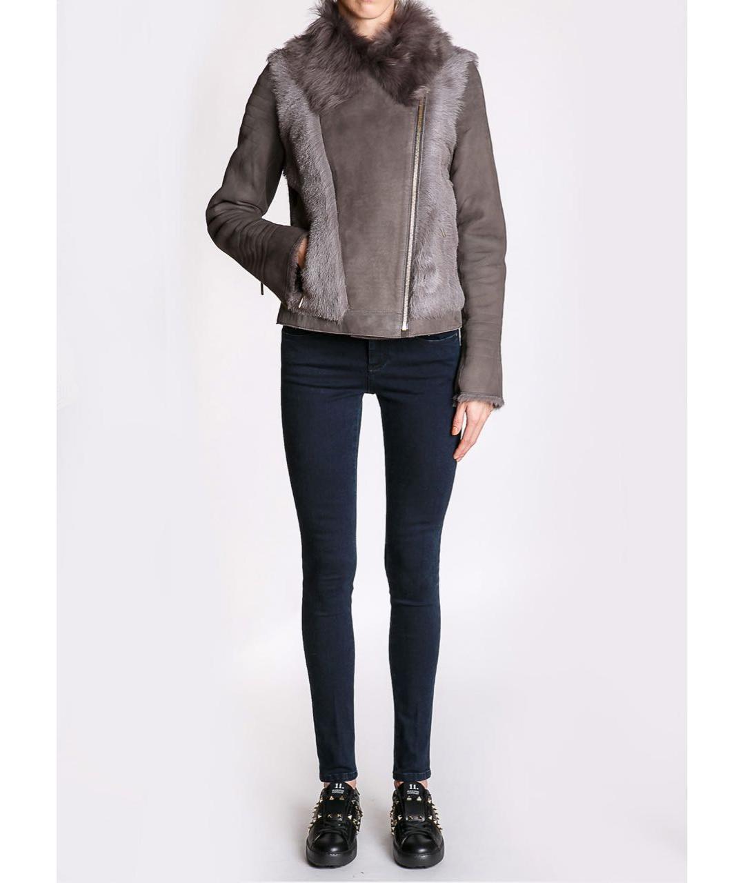 YVES SALOMON Антрацитовая меховая дубленка, фото 3