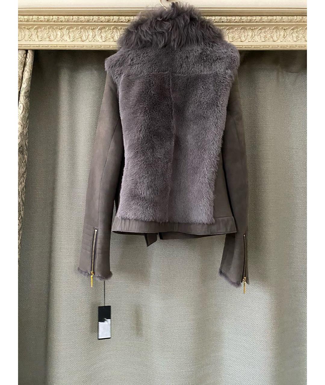 YVES SALOMON Антрацитовая меховая дубленка, фото 6