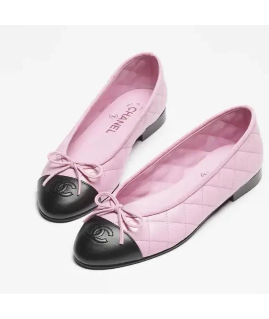 CHANEL Розовые кожаные балетки, фото 2