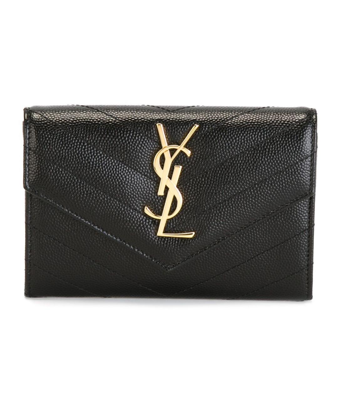 SAINT LAURENT Черный кожаный кошелек, фото 9