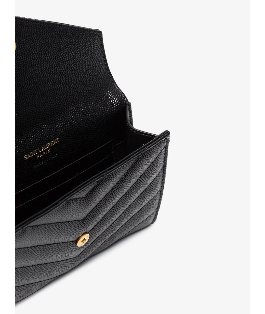 SAINT LAURENT Черный кожаный кошелек, фото 7