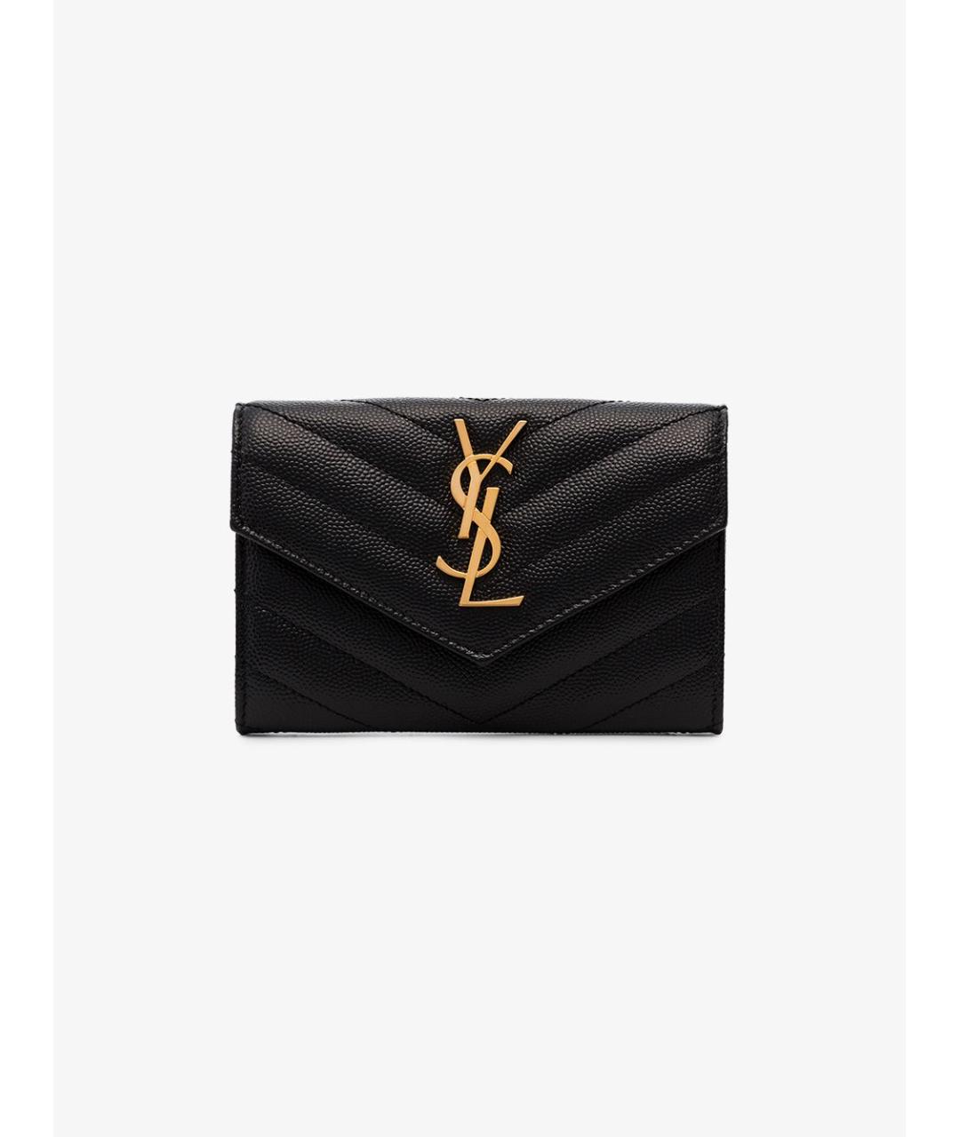 SAINT LAURENT Черный кожаный кошелек, фото 5