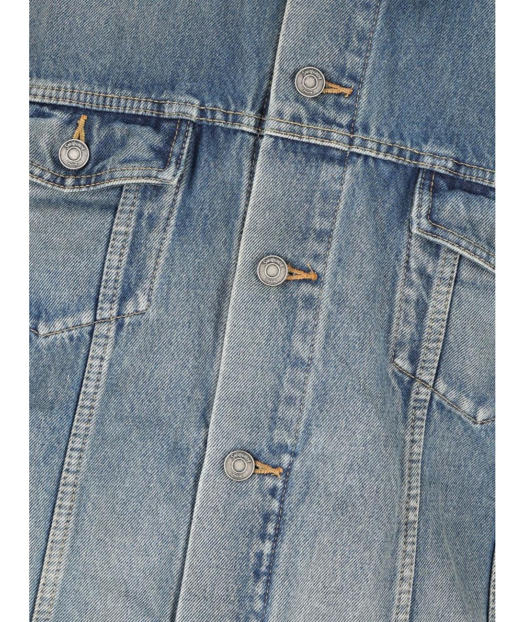 SAINT LAURENT Голубое хлопковое пальто, фото 2